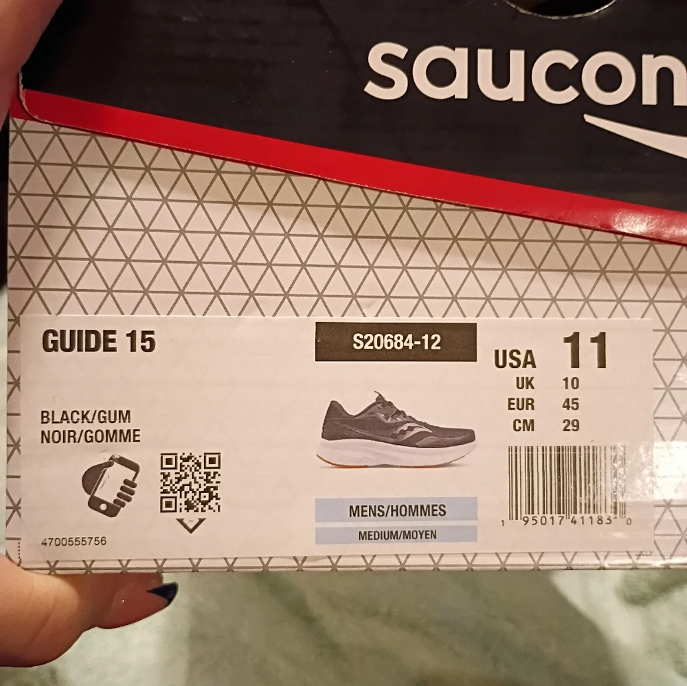 Saucony Men's Guide 15 Sneaker Black/Gum Size 11 New In Box - Picture 8 of 9